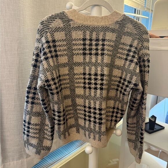 Rails Reese Cardigan in Oatmeal Black Plaid Sweater $268 XS - Picture 4 of 4